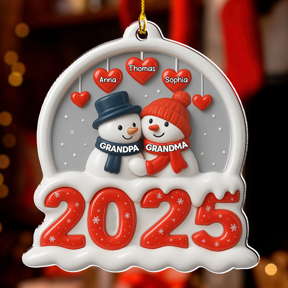 Grandma Grandpa And Grandkids Christmas - Personalized Custom Acrylic Ornament