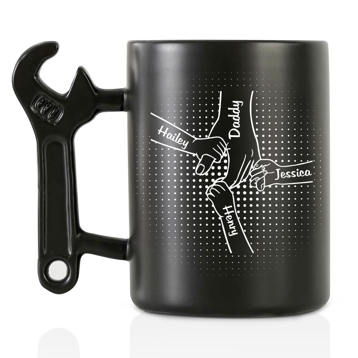 Hand In Hand With Daddy â€?Personalized Custom Wrench Handle Mug