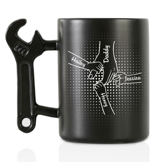Hand In Hand With Daddy â€?Personalized Custom Wrench Handle Mug
