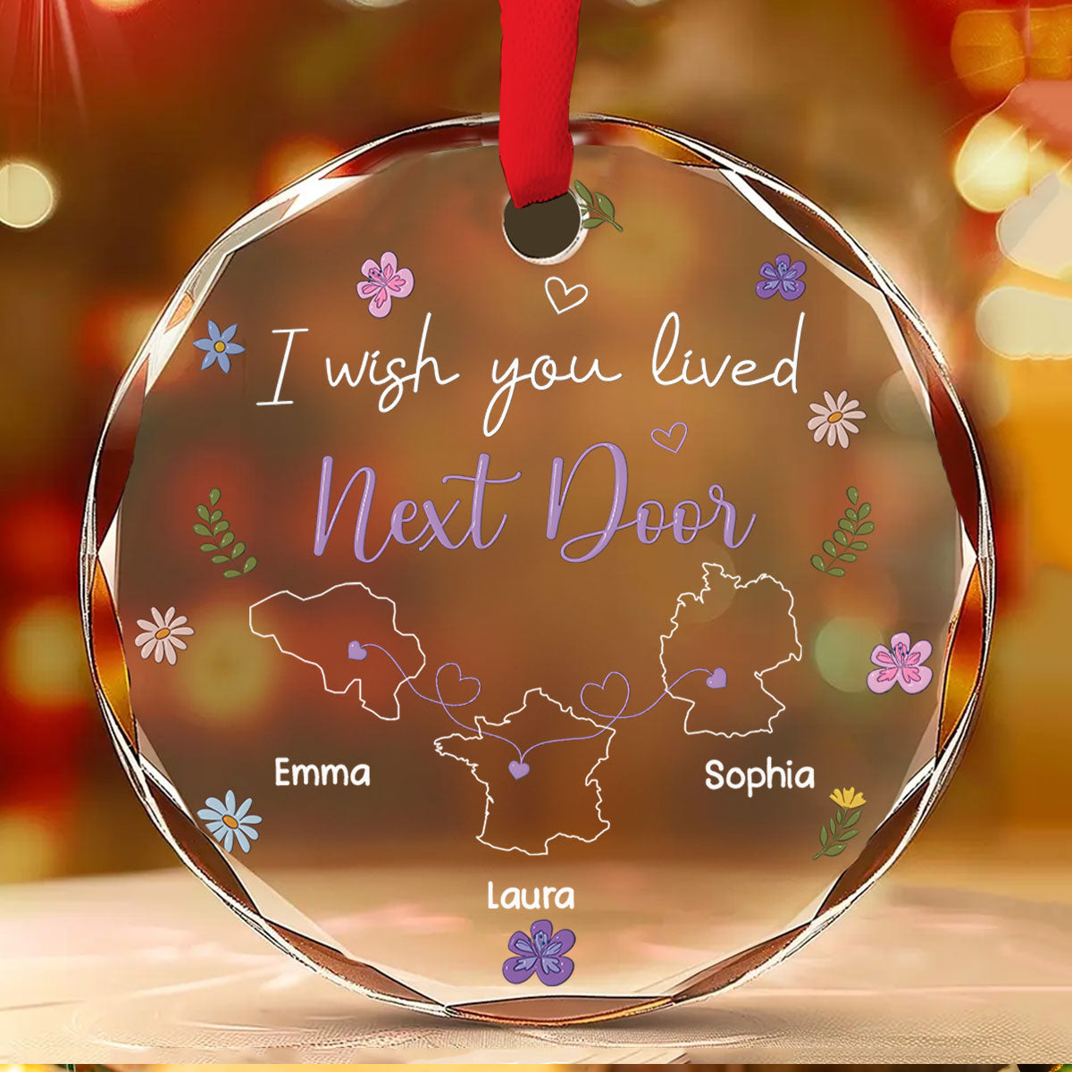 I Wish We Lived Closer Country Version - Personalized Custom Glass Ornament