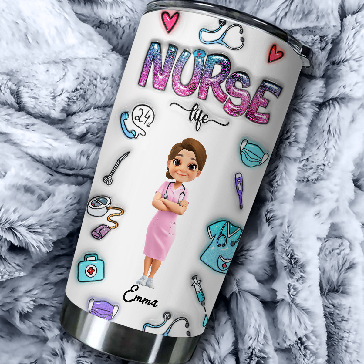 Nurse Life - Personalized Custom 3D Inflated Effect Tumbler