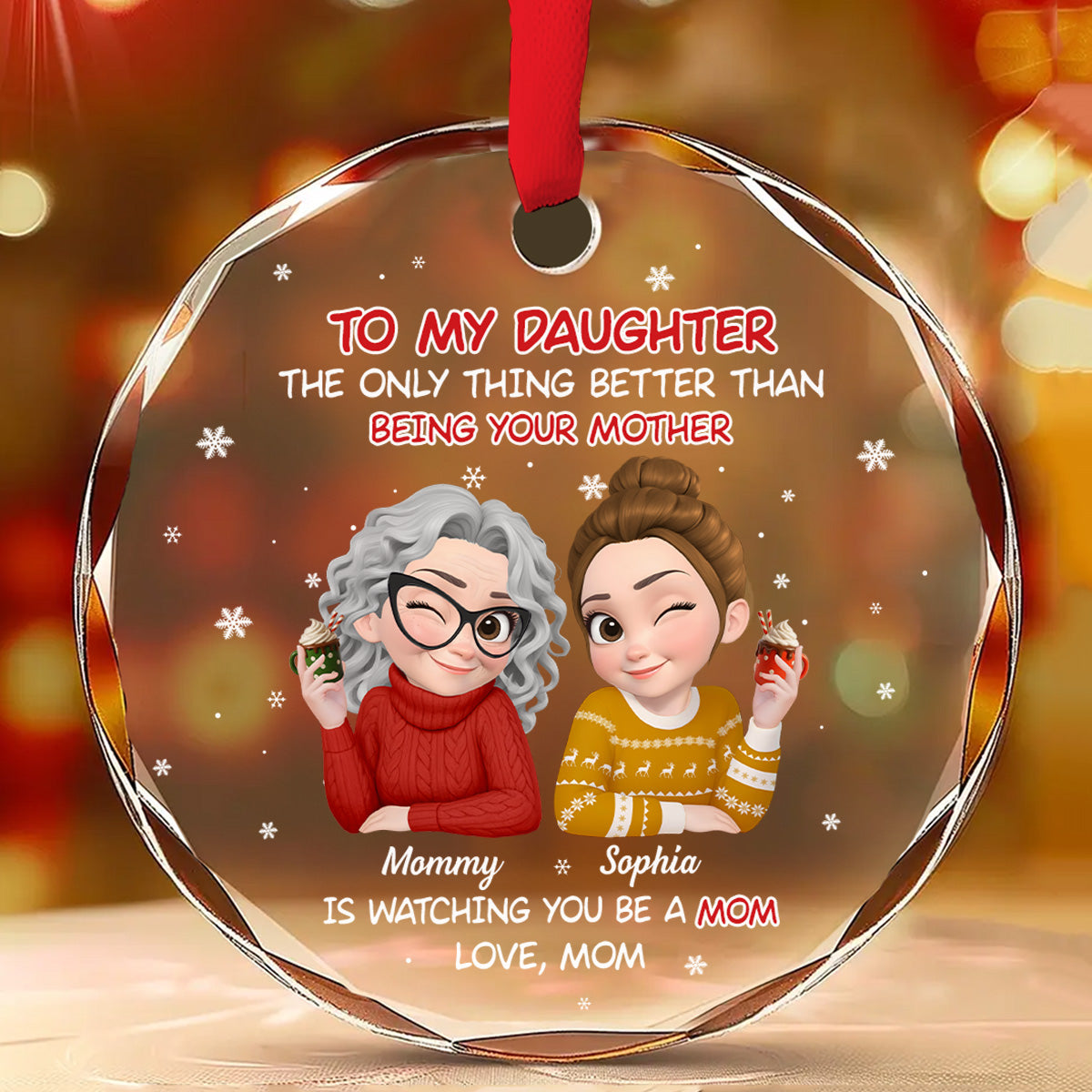 Blessed To See You Become A Mother - Personalized Custom Glass Ornament