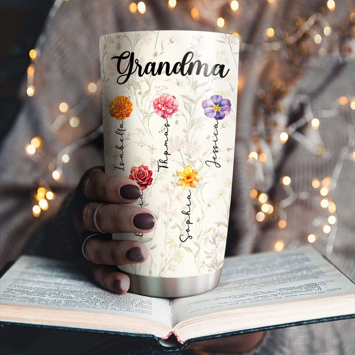 Grandma Lovely Flowers - Personalized Custom Tumbler