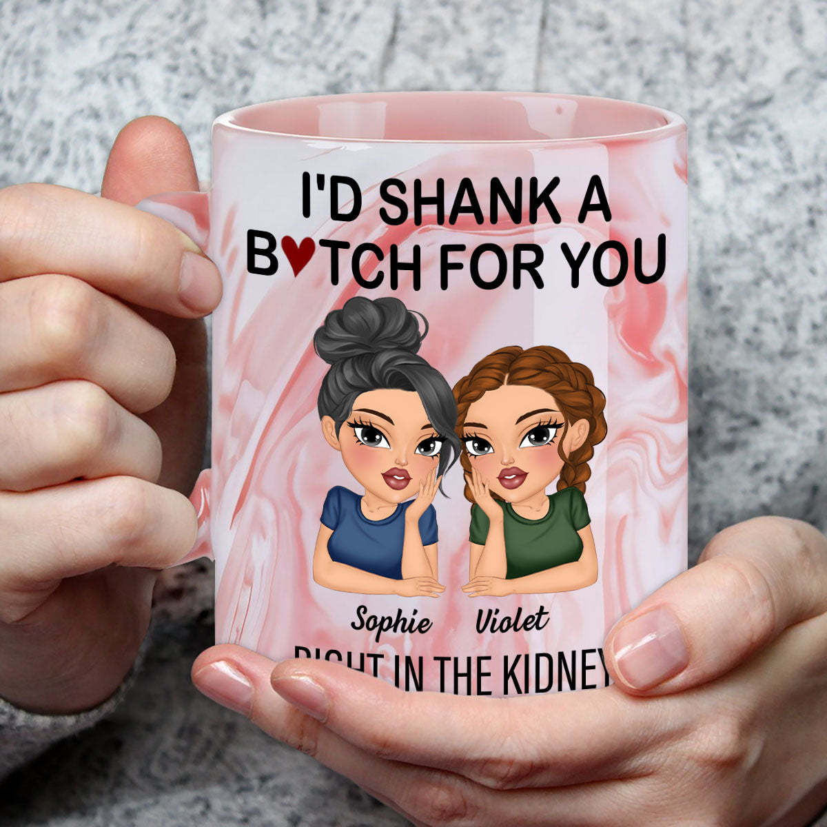 Bitches Forever - Personalized Custom Pink Marble Mug