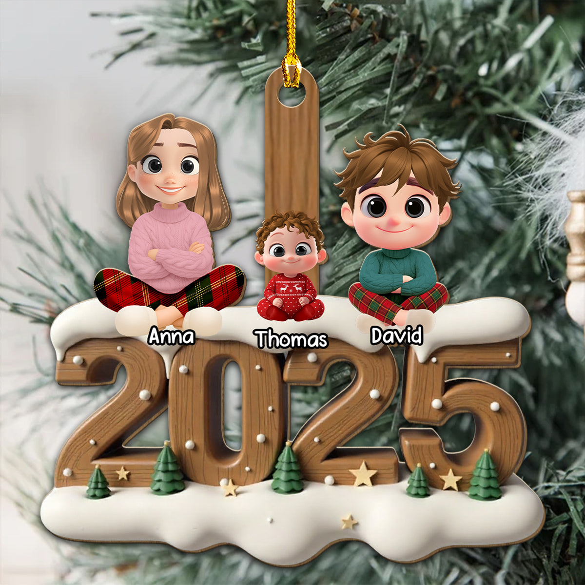 My Grand Babies This Year Onwards - Personalized Custom 3D Effect Wood Ornament