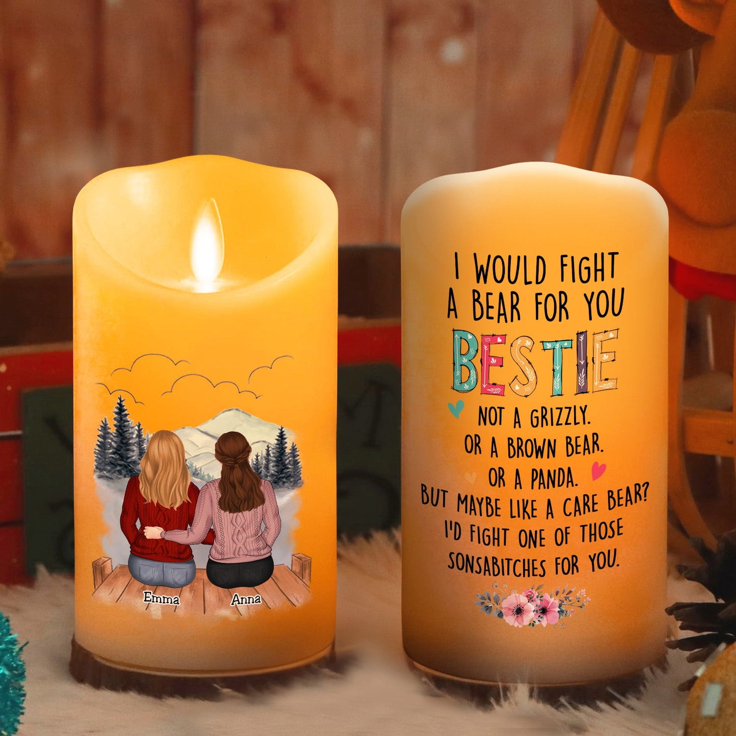 I Would Fight A Bear For You Sister - Personalized Custom LED Candle