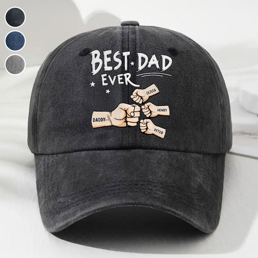 Best Dad - Personalized Custom Vintage Washed Denim Cap