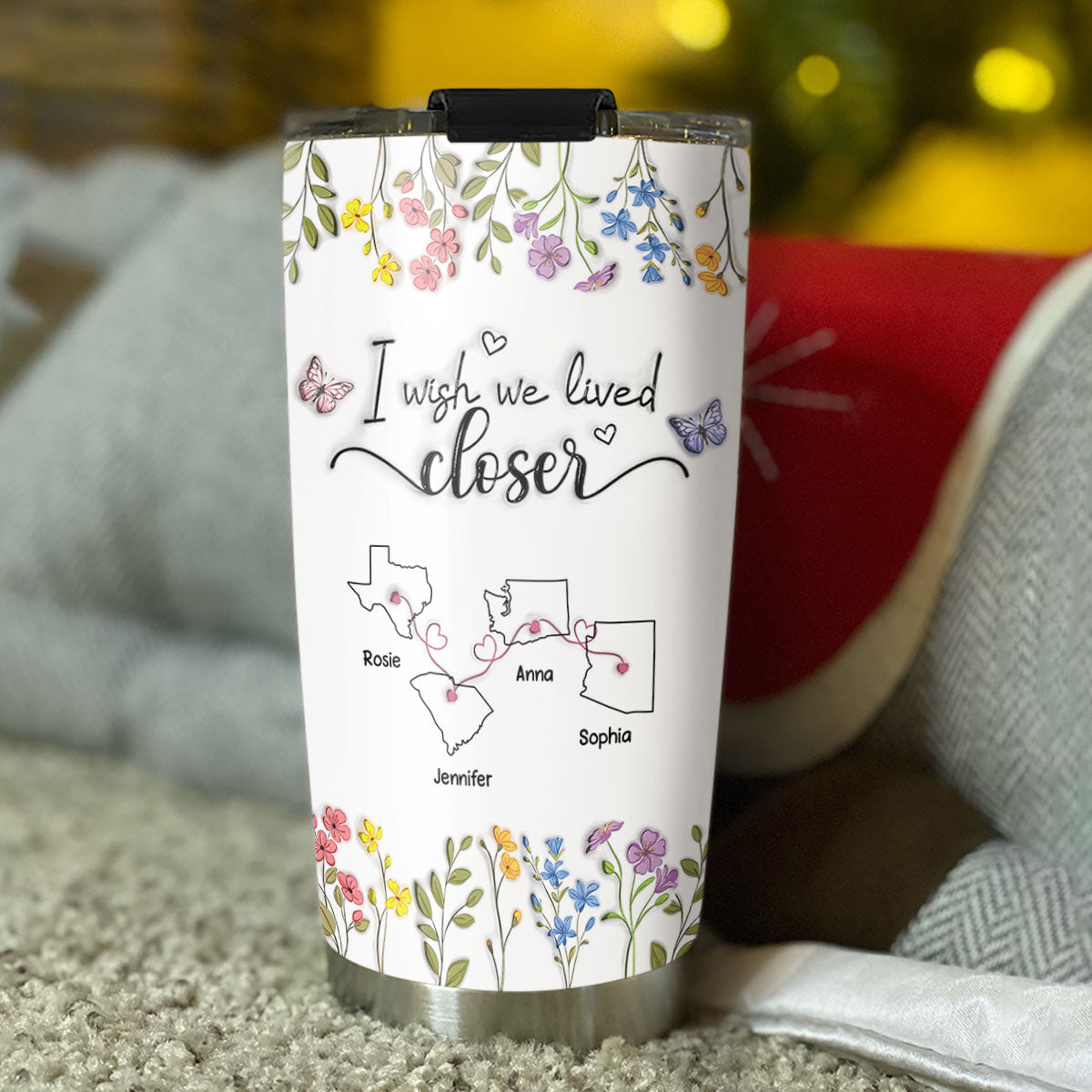 I Wish We Lived Closer Floral Version - Personalized Custom 3D Inflated Effect Tumbler