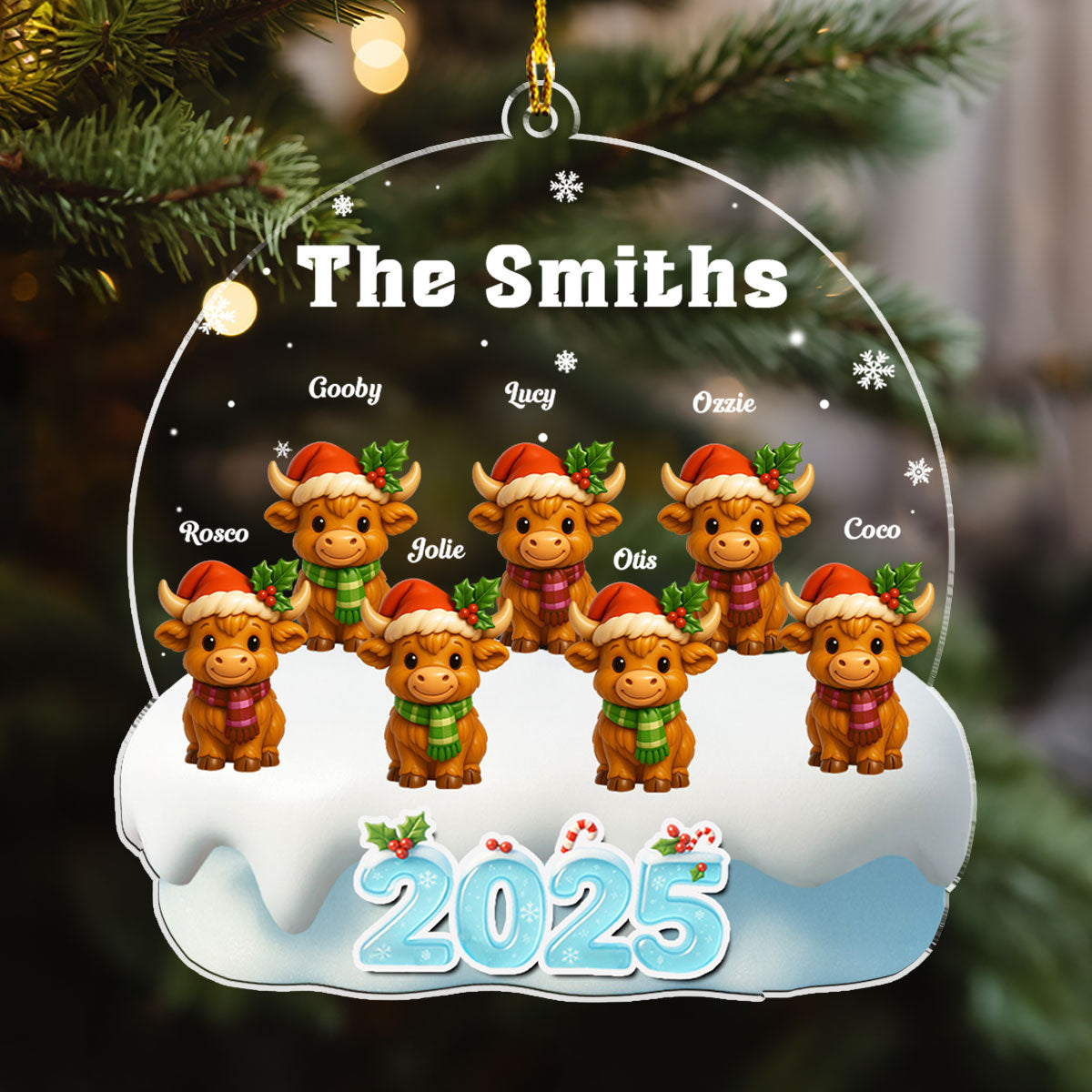 Christmas Highland Cow - Personalized Custom Acrylic Ornament