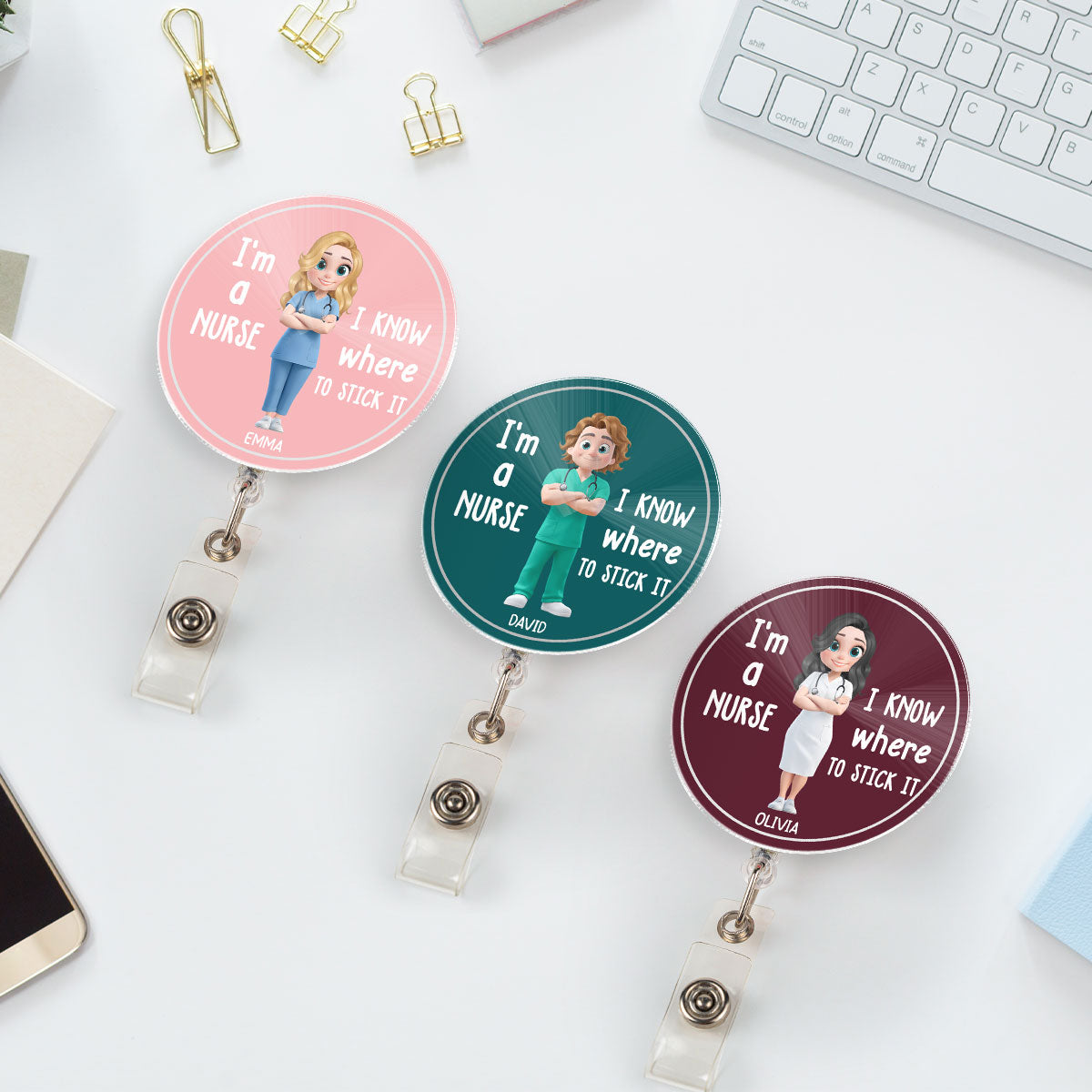 I Know Where To Stick It - Personalized Custom Acrylic Badge Reel