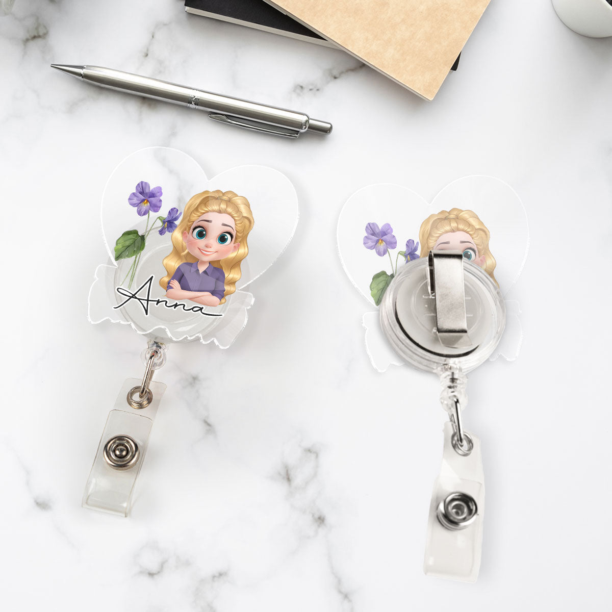 You Are Beautiful Flower - Personalized Custom Acrylic Badge Reel