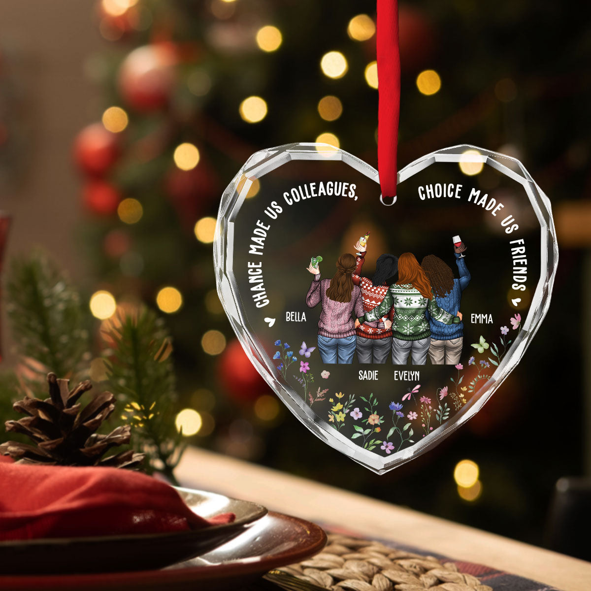 Work Made Us Colleagues - Personalized Custom Glass Ornament