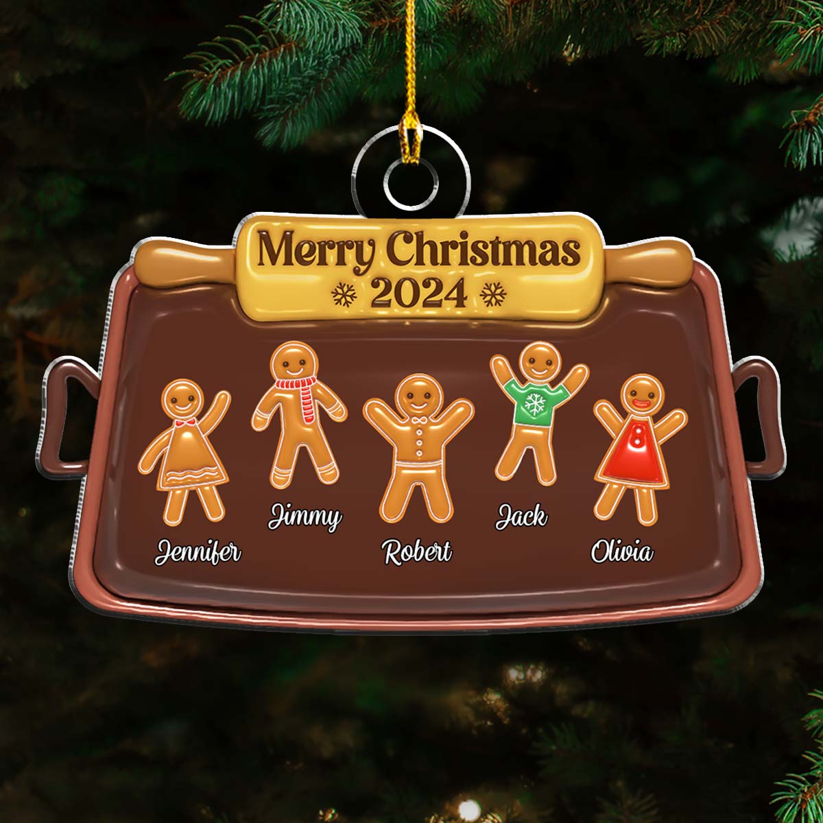 Gingerbread Christmas - Personalized Custom 3D Inflated Effect Acrylic Ornament