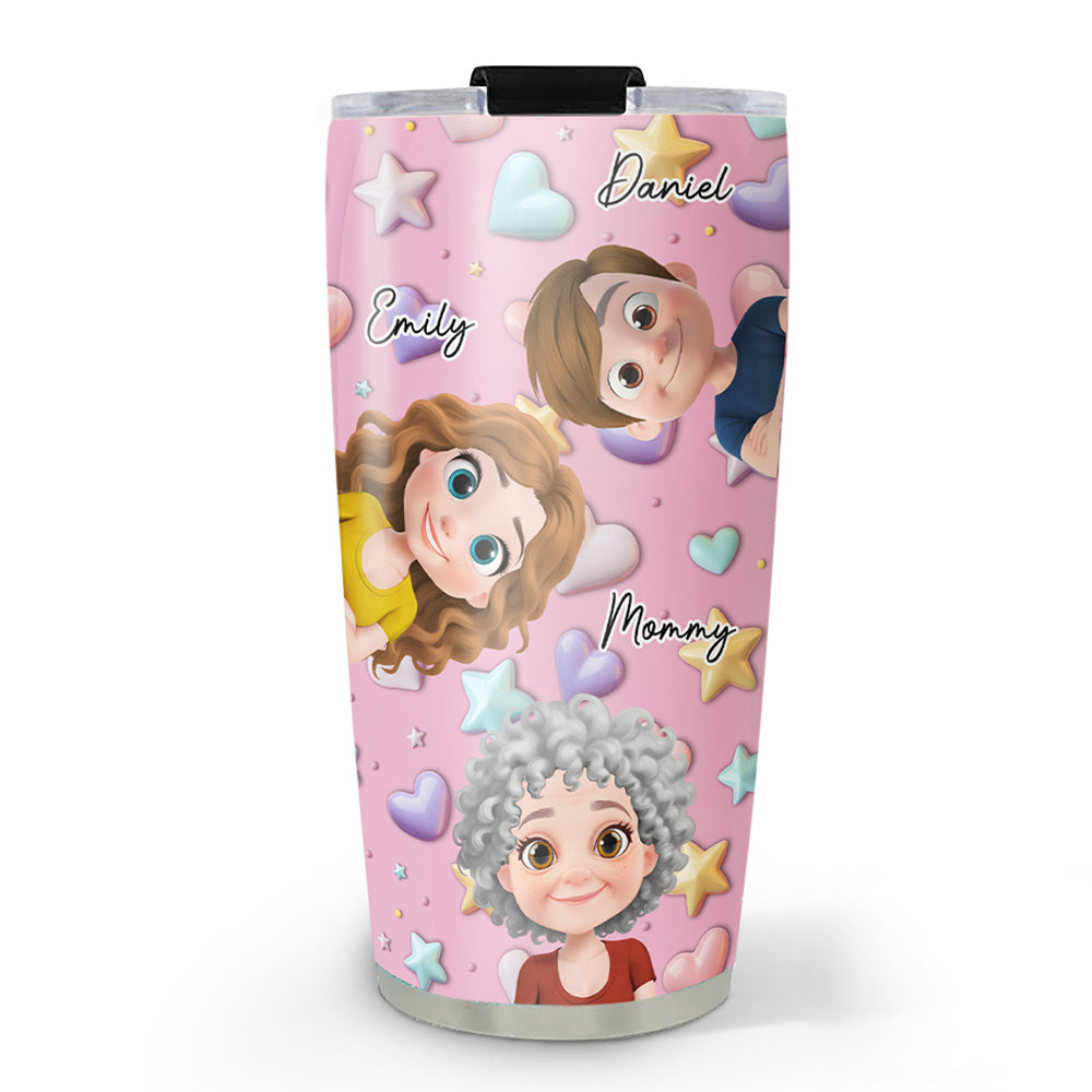 Cute Mommy And Children - Personalized Custom 3D Effect Tumbler