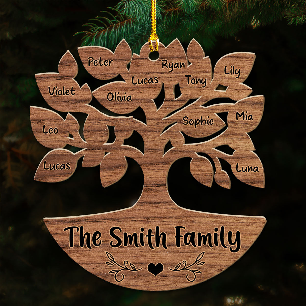 Warm Family Tree - Personalized Custom Wood Ornament
