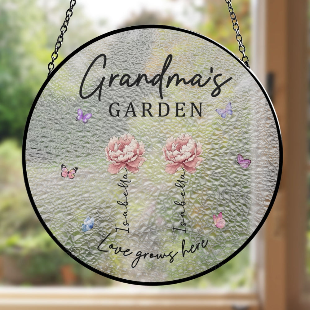 Grandma You Make Life Bloom - Personalized Custom Window Hanging Suncatcher