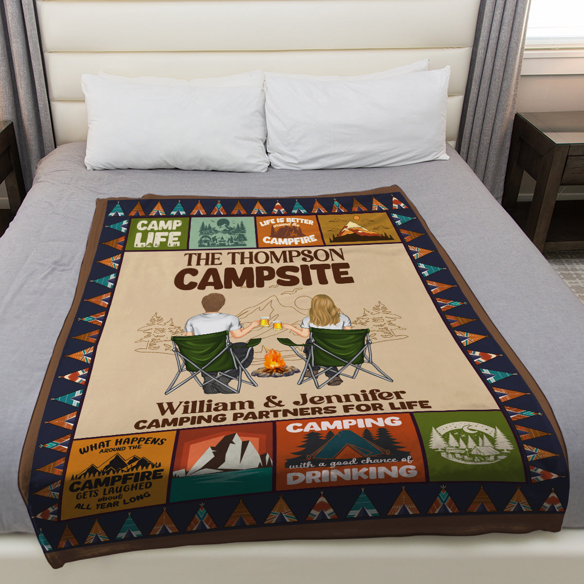 Our Campsite - Personalized Custom Fleece Blanket