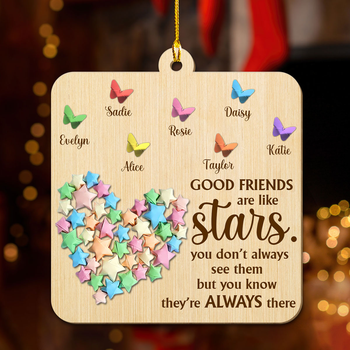 Friends Are Twinkling Stars - Personalized Custom Wood Ornament