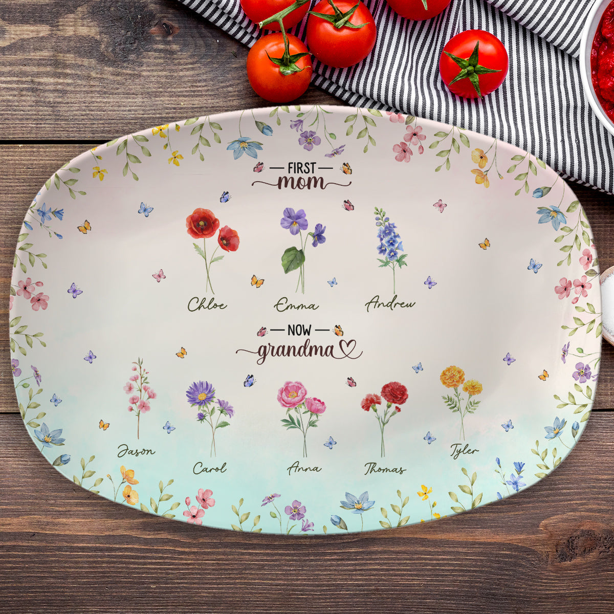 First Mom Now Grandma - Personalized Custom Platter