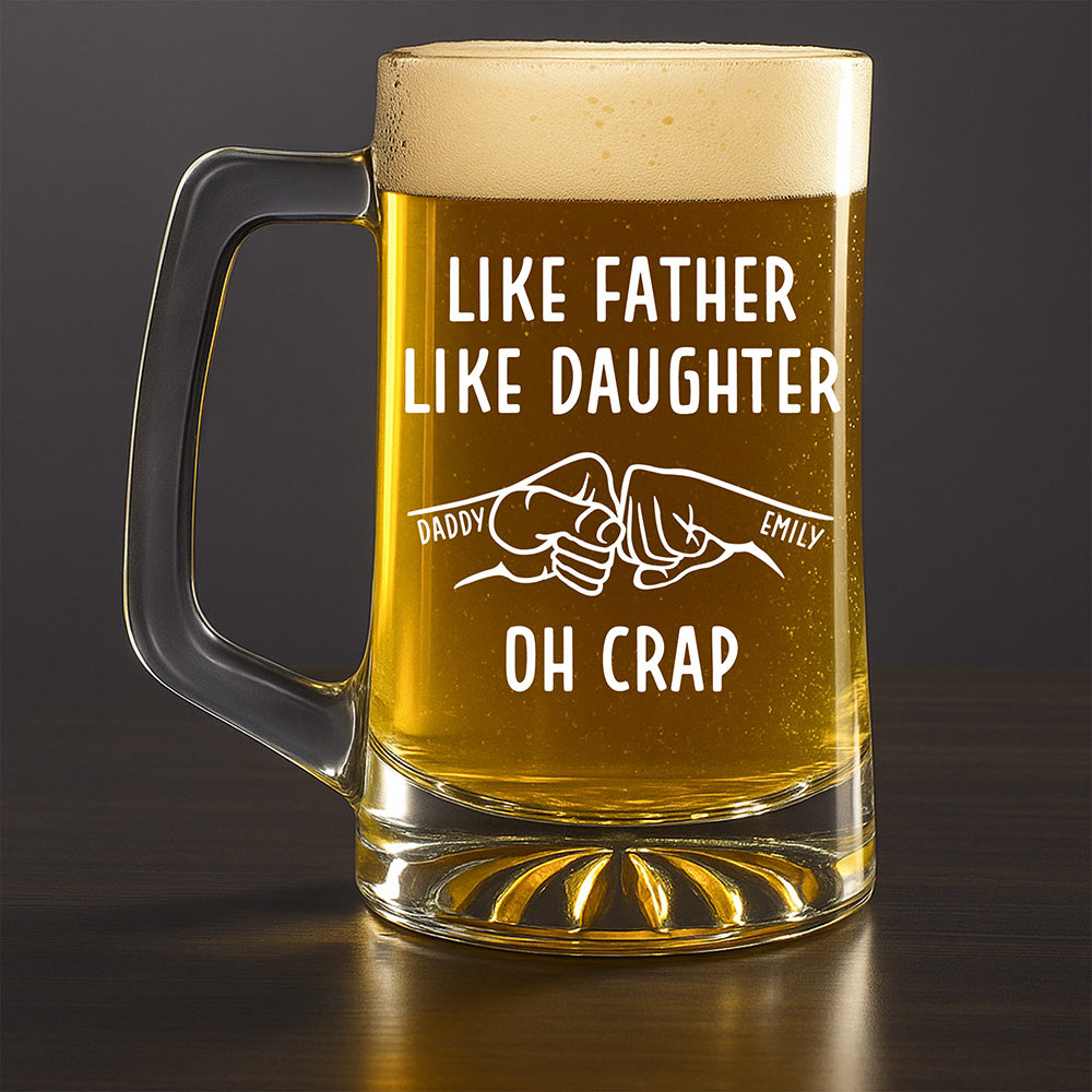 Like Father Like Daughter - Personalized Custom Beer Glass With Handle