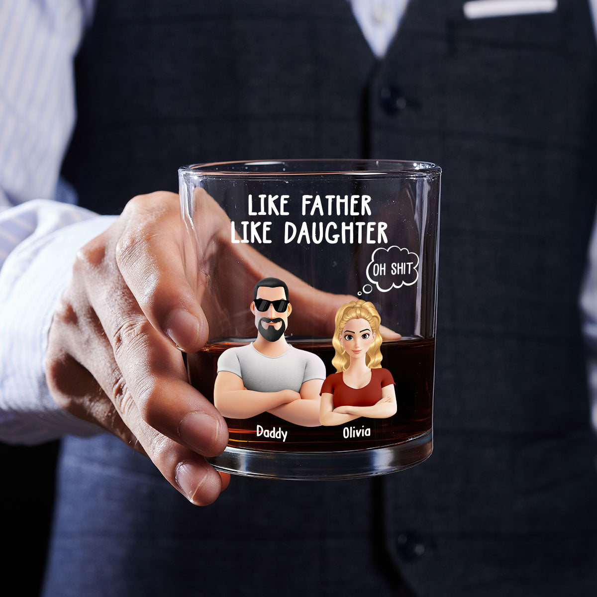 Like Father Like Daughter - Personalized Custom Whiskey Glass