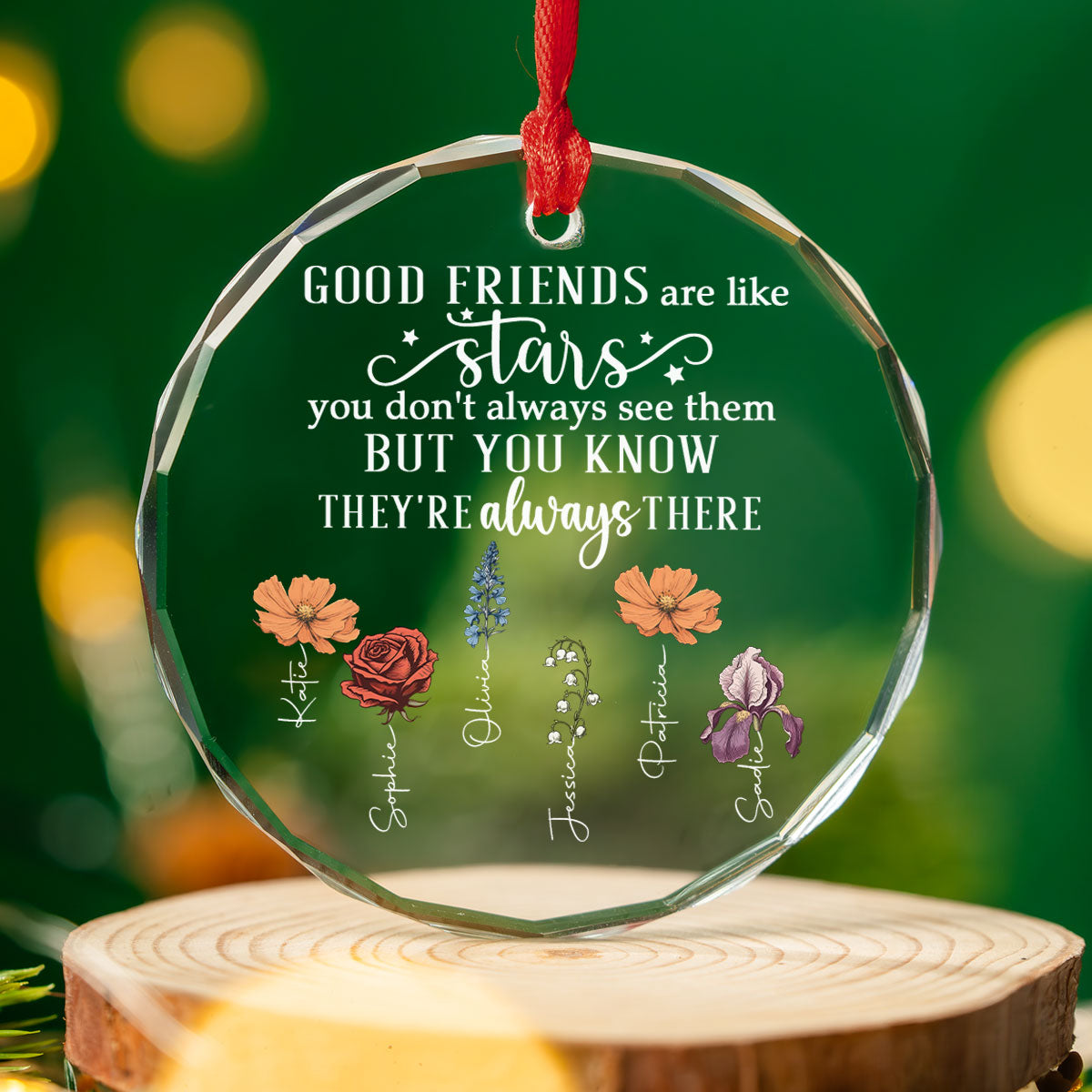 Friends Like Stars Christmas - Personalized Custom Glass Ornament