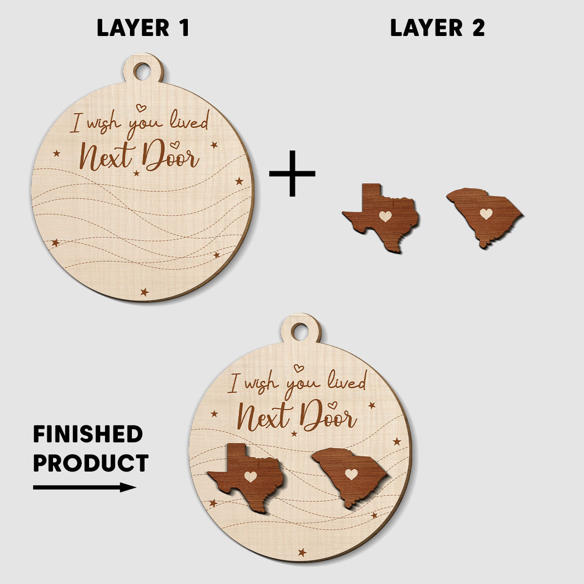 I Wish We Lived In The Same Neighborhood - Personalized Custom Freeshape 2-Layered Wood Ornament
