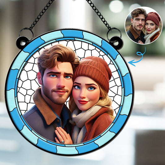 Cartoon There Is Love - Personalized Custom Suncatcher