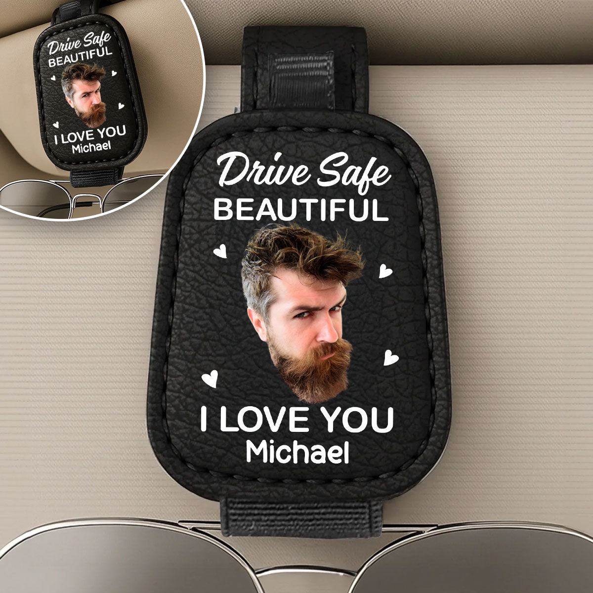I Love You Beautiful - Personalized Custom Sunglasses Holder For Car Visor