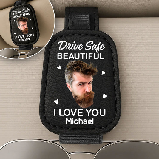 I Love You Beautiful - Personalized Custom Sunglasses Holder For Car Visor