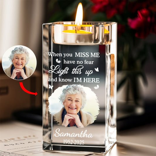 When You Miss Me - Personalized Custom Crystal Candle Holder