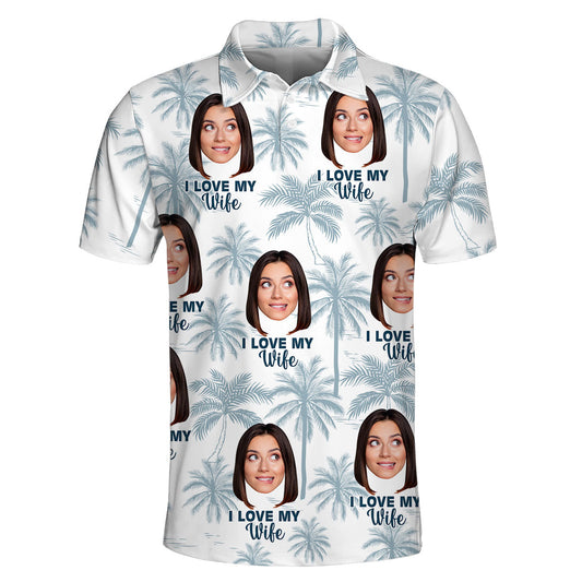 Love My Wife - Personalized Photo Polo Shirt