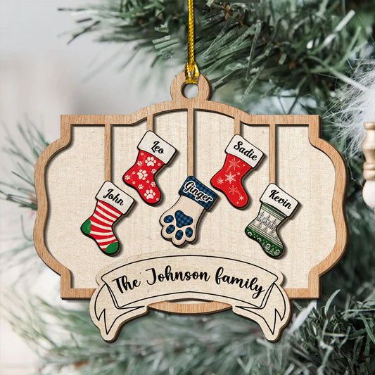Family Christmas - Personalized Custom 2-Layered Wood Ornament