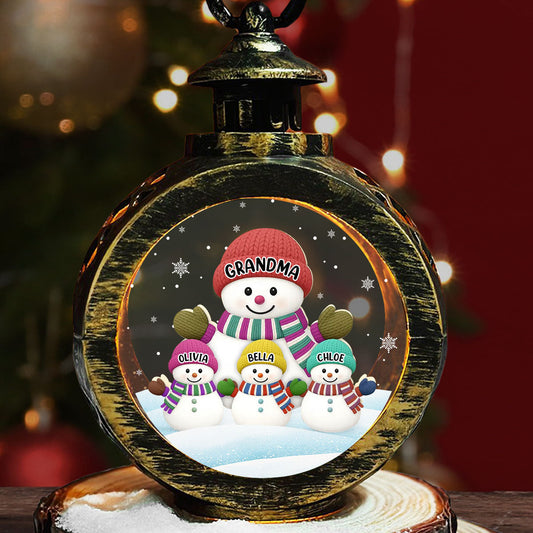 Grandma Grandkids Snowman Together - Personalized Custom Christmas Lantern