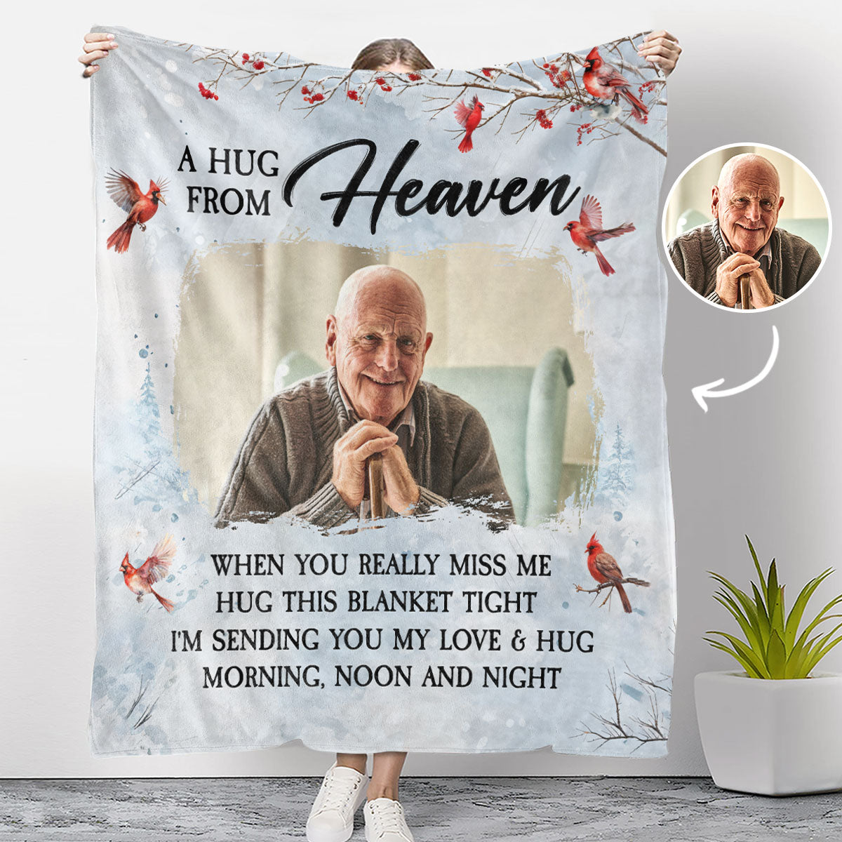 A Hug From Heaven Custom Photo - Personalized Custom Fleece Blanket