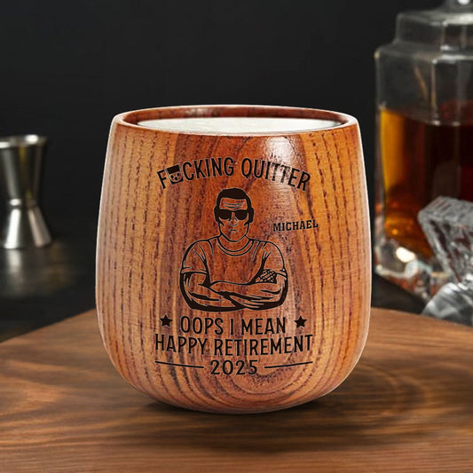 Happy Retirement - Personalized Custom Wooden Whiskey Glass
