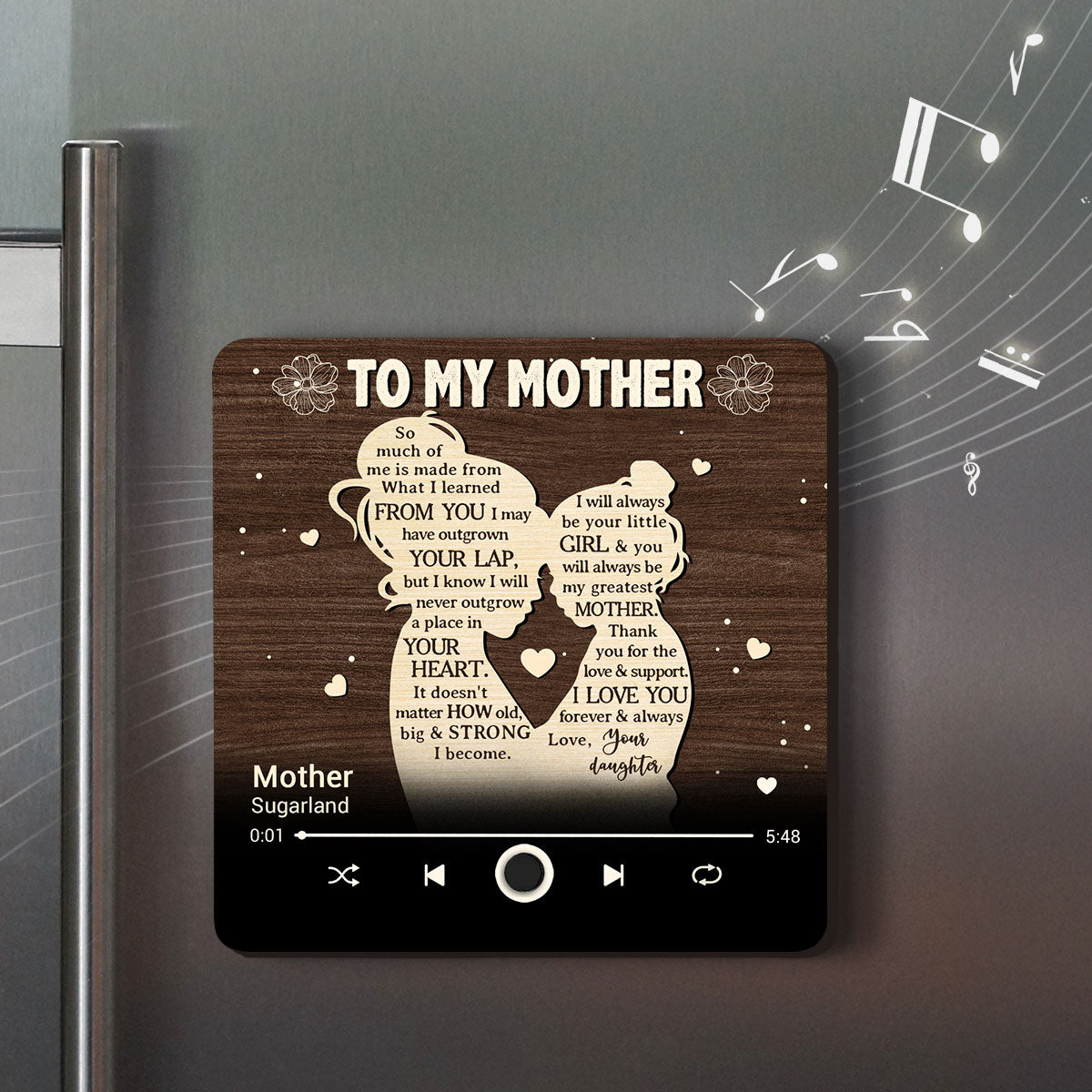 To My Mother - Personalized Custom Music Fridge Magnet
