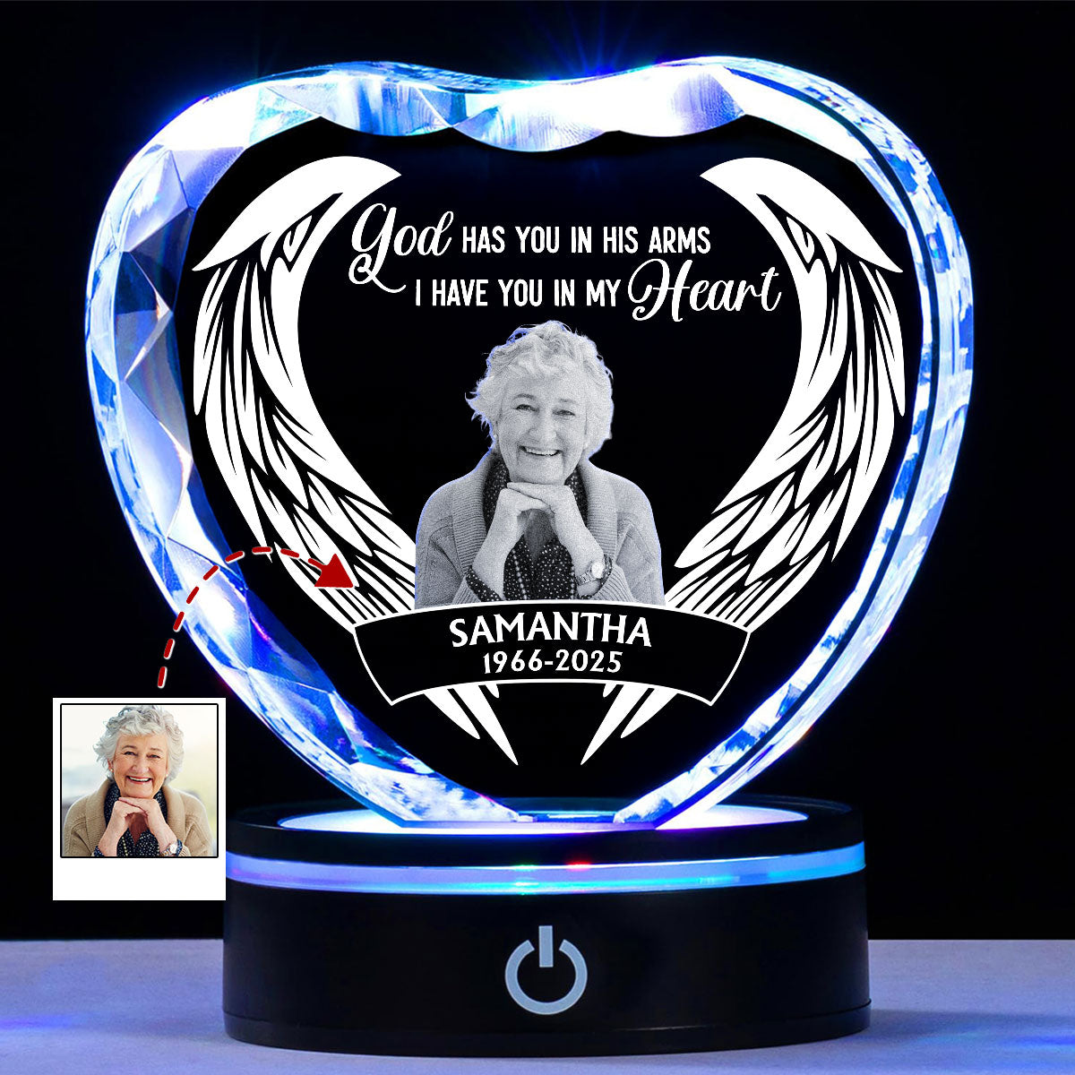In My Heart Forever - Personalized Custom Crystal Led Light