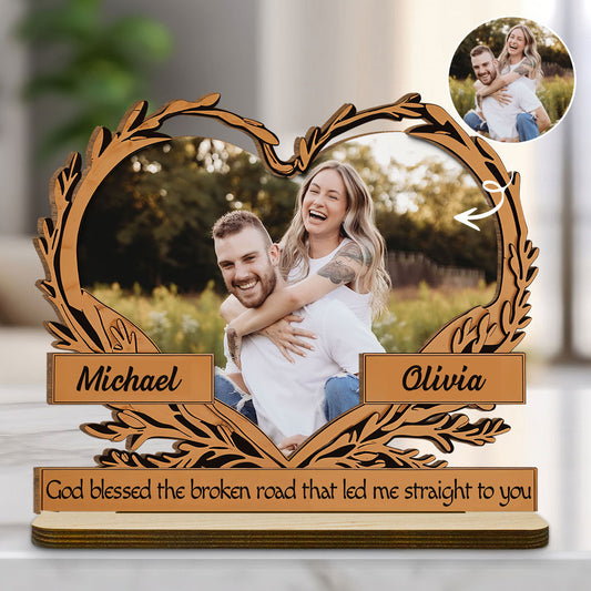Led Me Straight To You - Personalized Custom 2-Layer Wood Plaque With Flat Base