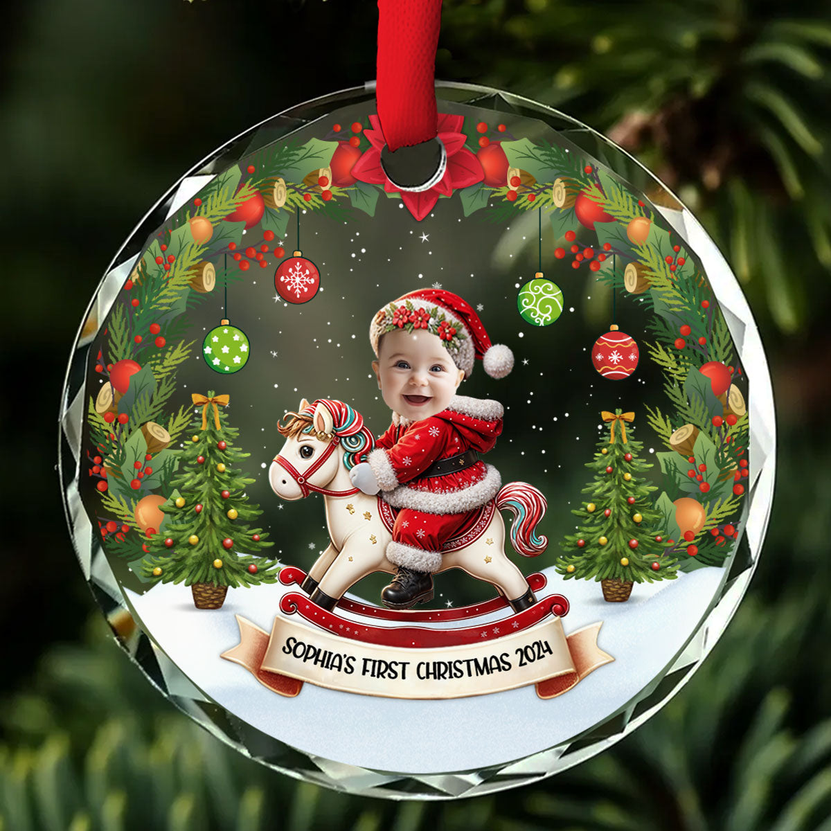 First Christmas Of Baby - Personalized Custom Glass Ornament