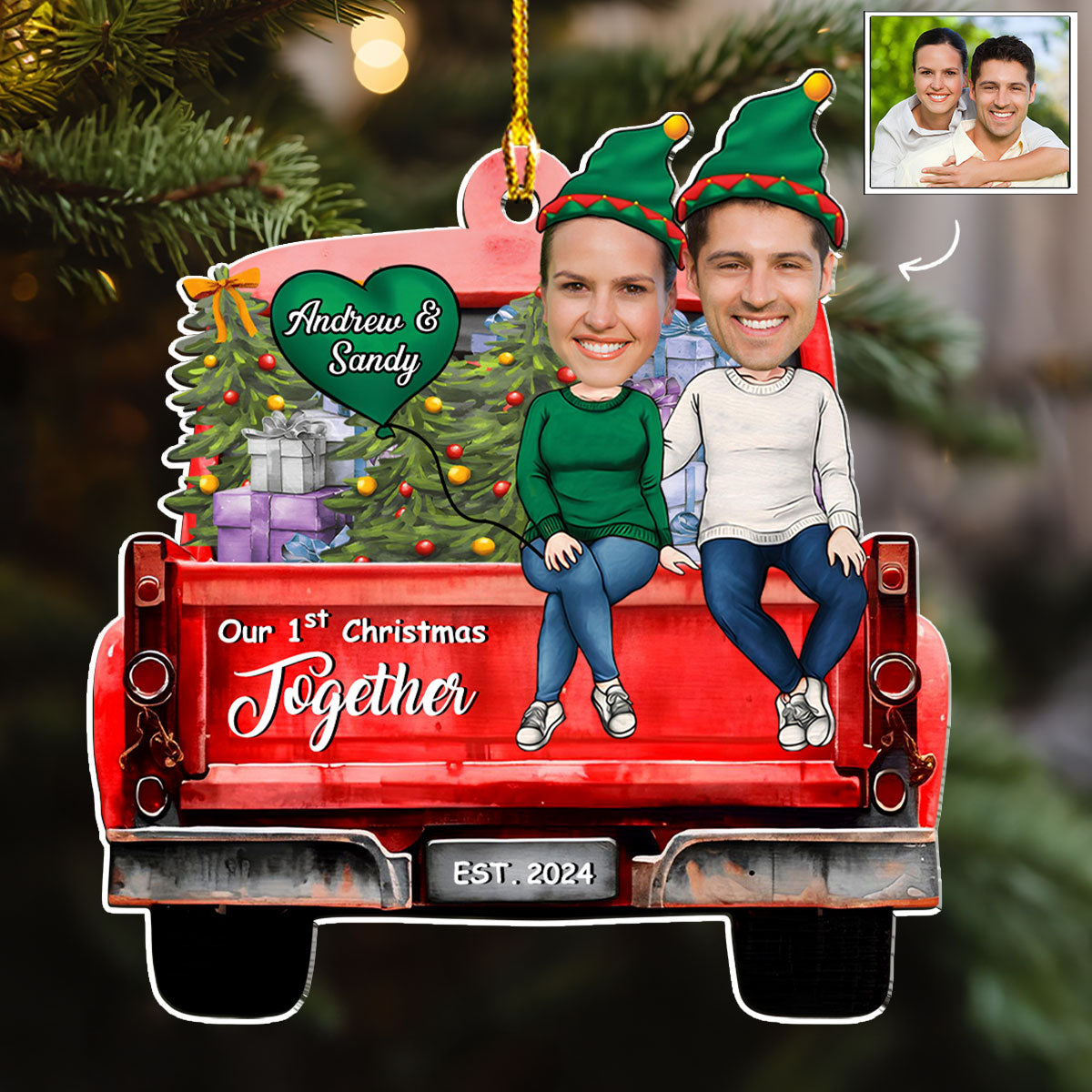 Couple Photo 1st Christmas - Personalized Custom Acrylic Ornament
