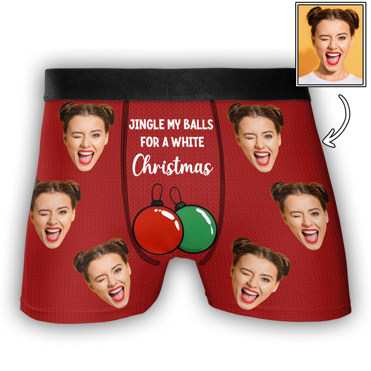 White Christmas With Me - Personalized Photo Men's Boxer Briefs