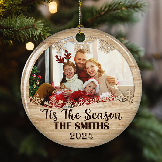 Family, Tis The Season - Personalized Custom Circle Ceramic Ornament
