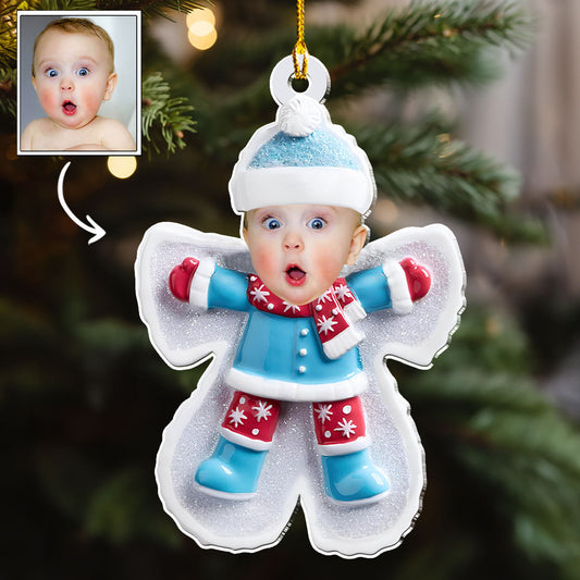 Custom Photo Making Snow Angel - Personalized Custom Acrylic Ornament