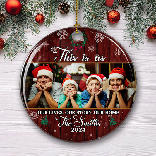 This Is Us - Personalized Custom Photo Circle Ceramic Ornament