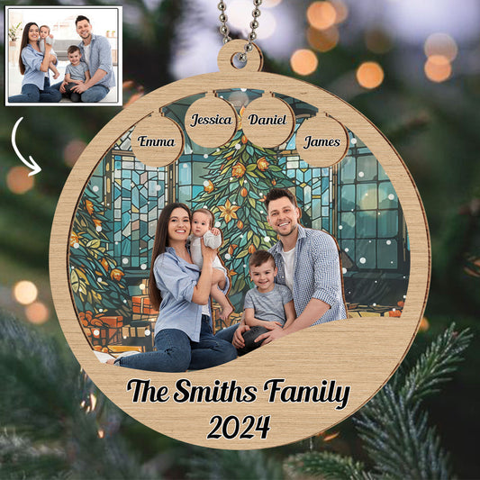 Family Christmas - Personalized Custom Suncatcher Ornament