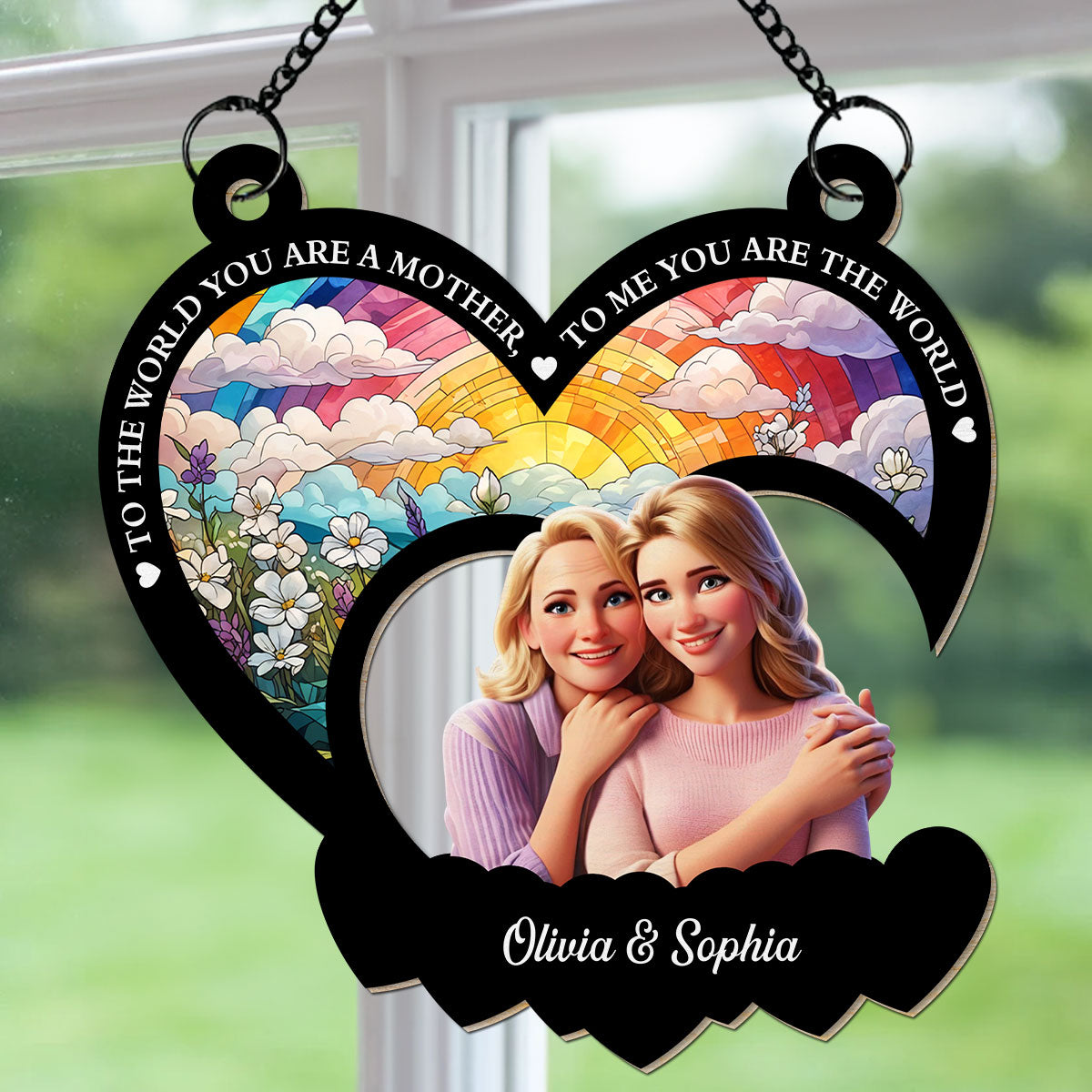 Mom Means The World To Me - Personalized Custom Suncatcher