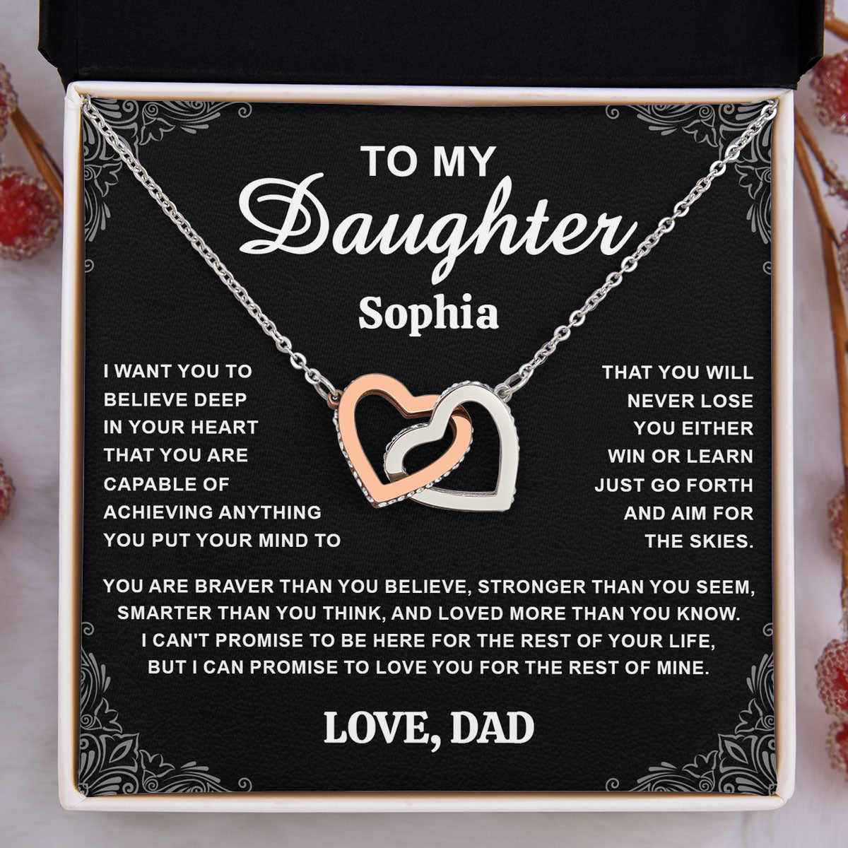 Just Go Forth And Aim For The Skies - Personalized Custom Interlocking Heart Necklace