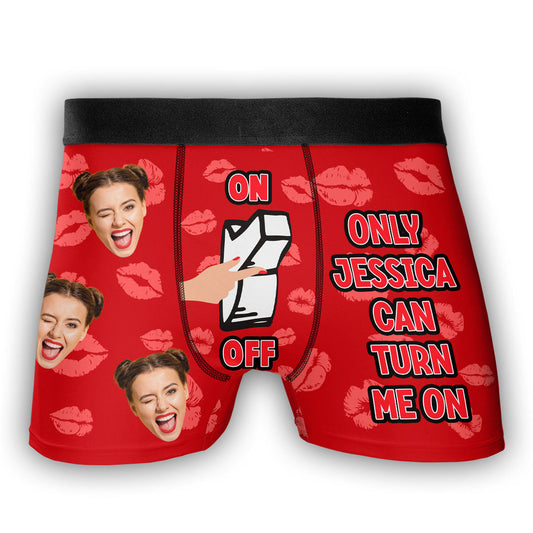 You Turn Me On - Personalized Photo Men's Boxer Briefs