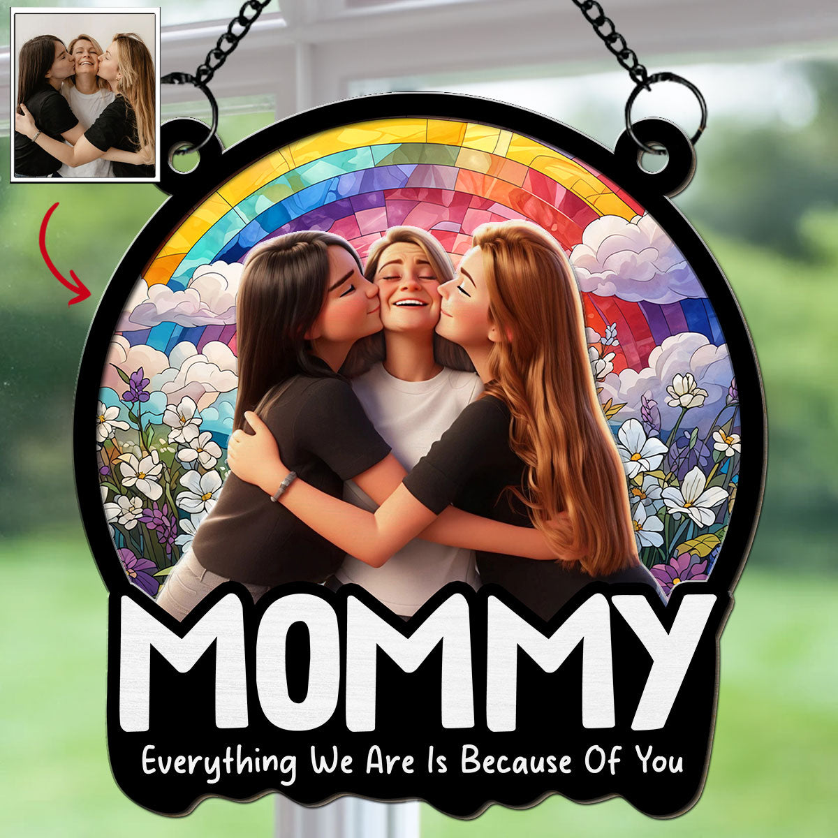 Everything I Am Is Because Of You - Personalized Custom Suncatcher